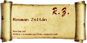 Rosman Zoltán névjegykártya